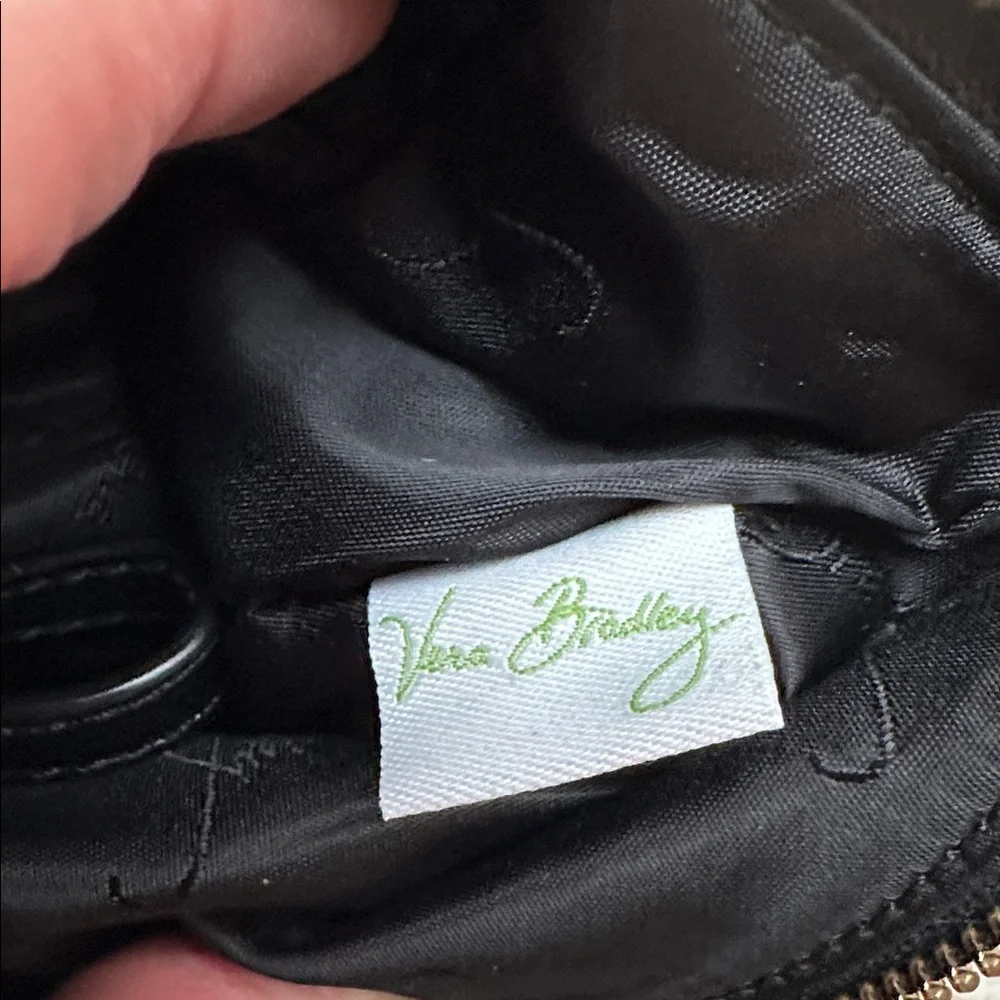 Vera Bradley Envelope Wristlet Watercolor Brushstrokes Black Leather Trim Clutch